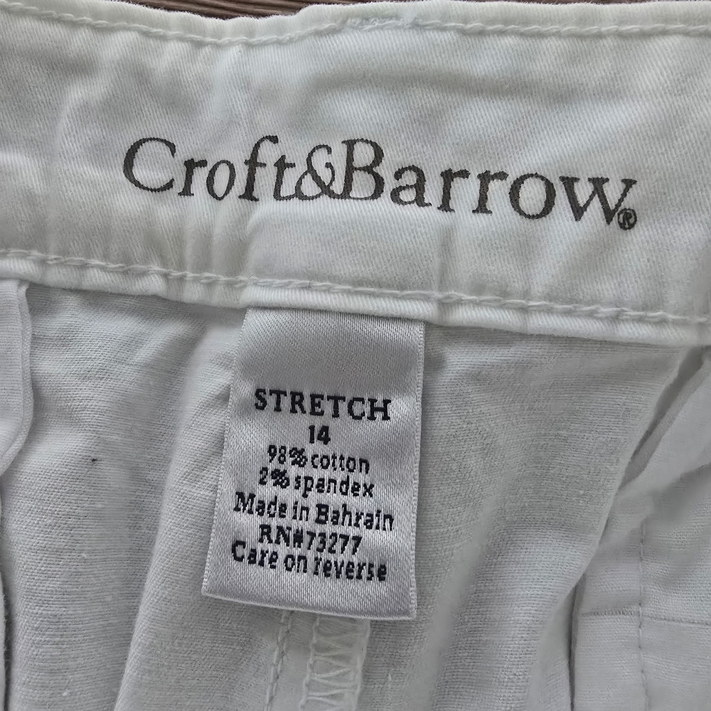Croft & Barrow Women’s Stretch Capri Pants – Size 14, Khaki /(2) White / Olive - Picture 3 of 11